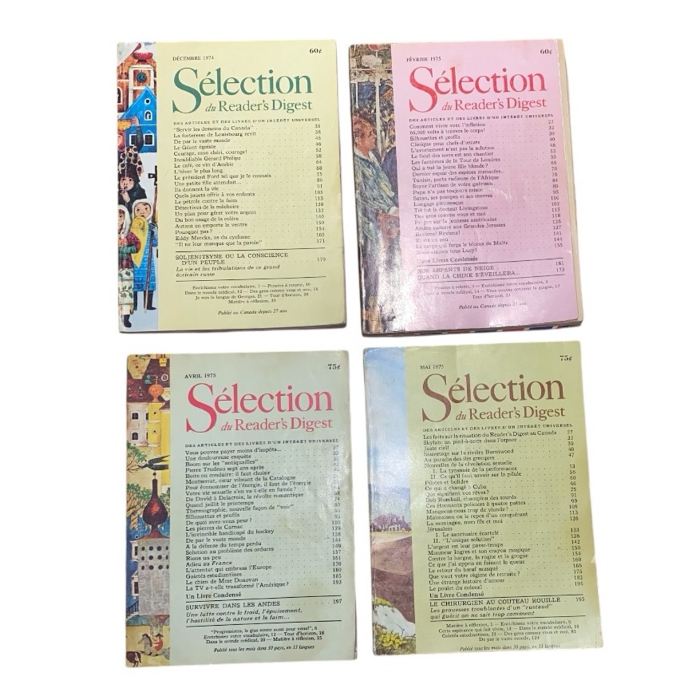 Lot of 4 Vintage Reader's Digest Magazines Set 1974 - 1975